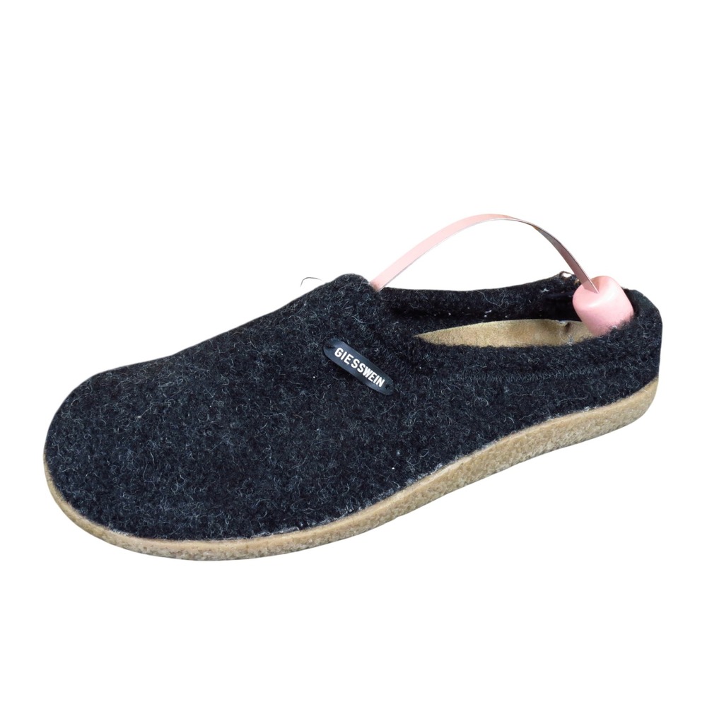 Giesswein Vent Women Slipper 39 Indoor Lounging Black Wool Felt Slip On